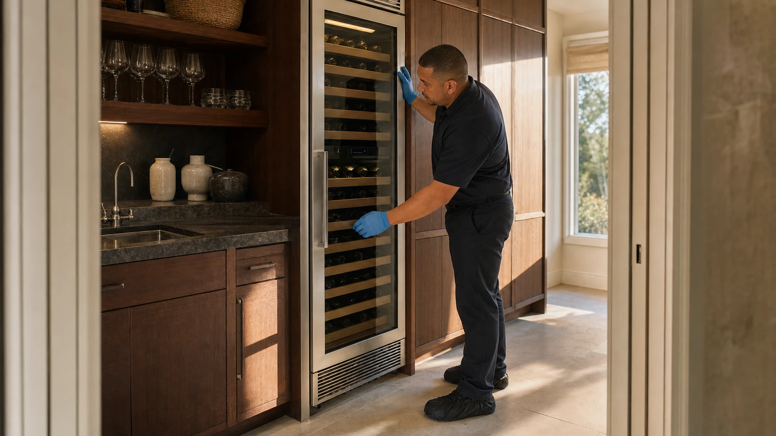 Built-in wine cooler diagnostic visit in the service area